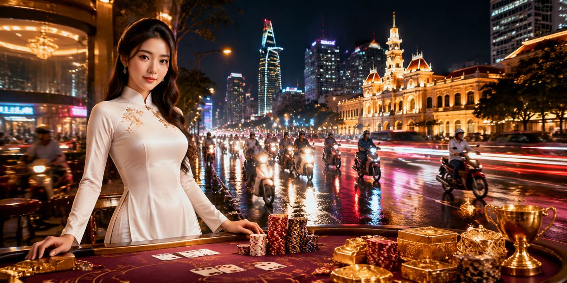 Người chơi trải nghiệm game casino tại TP Hồ Chí Minh với trang phục truyền thống